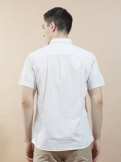 Casual Shirt for Men l Breathable & Soft with Color Fastness Slim Fit Cotton-Linen Fabric Solid Pattern