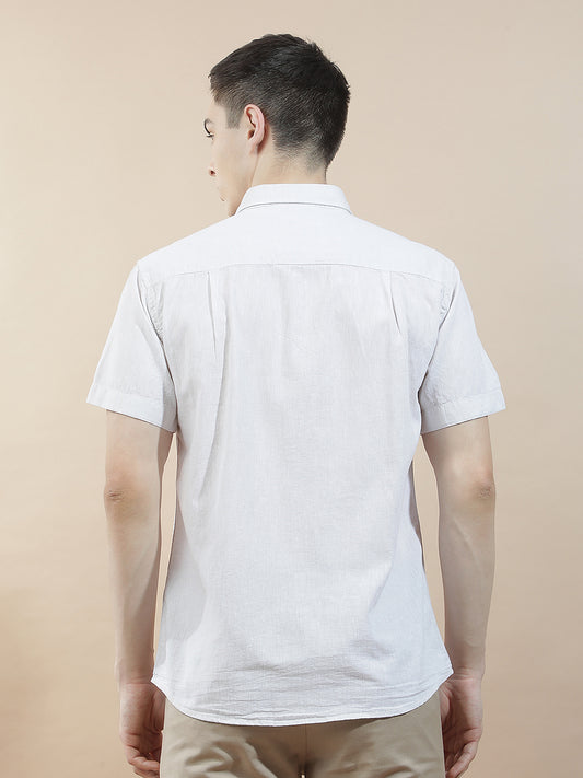 Casual Shirt for Men l Breathable & Soft with Color Fastness Slim Fit Cotton-Linen Fabric Solid Pattern