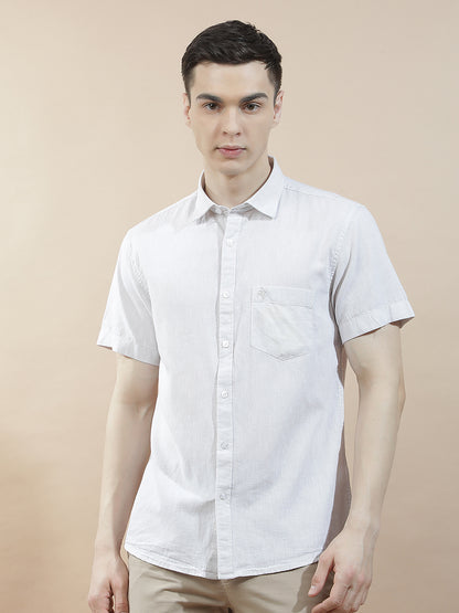 Casual Shirt for Men l Breathable & Soft with Color Fastness Slim Fit Cotton-Linen Fabric Solid Pattern