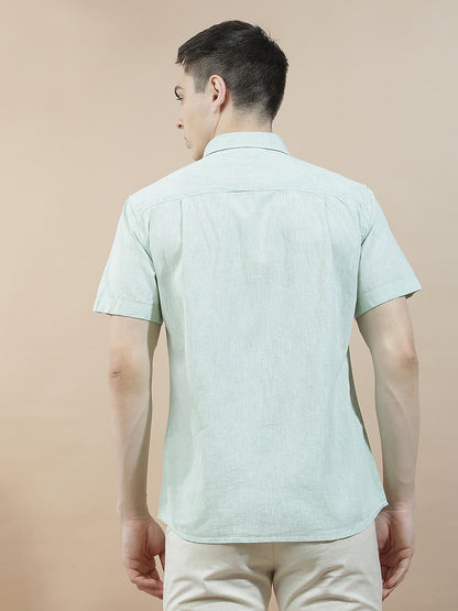 Casual Shirt for Men l Breathable & Soft with Color Fastness Slim Fit Cotton-Linen Fabric Solid Pattern