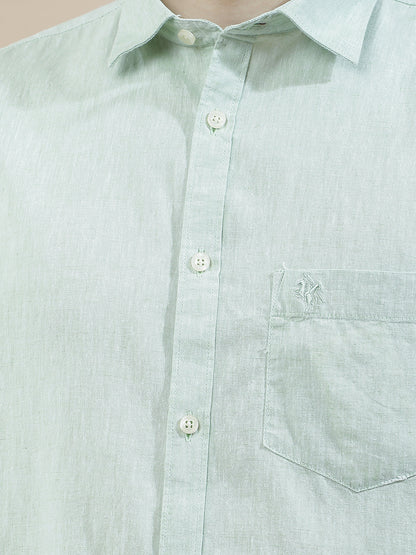 Casual Shirt for Men l Breathable & Soft with Color Fastness Slim Fit Cotton-Linen Fabric Solid Pattern