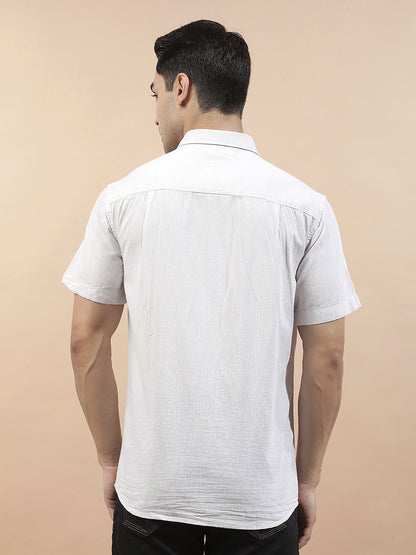 Casual Shirt for Men l Breathable & Soft with Color Fastness Slim Fit Cotton-Linen Fabric Solid Pattern