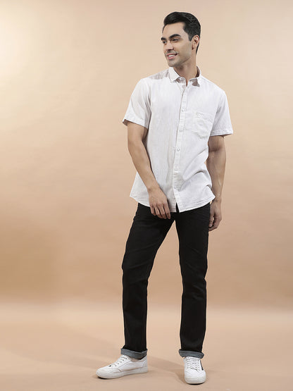 Casual Shirt for Men l Breathable & Soft with Color Fastness Slim Fit Cotton-Linen Fabric Solid Pattern