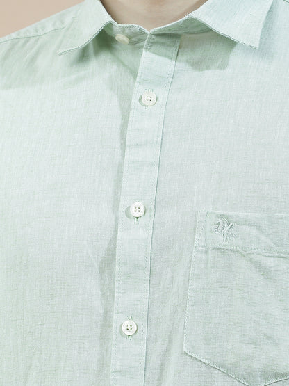 Casual Shirt for Men l Breathable & Soft with Color Fastness Slim Fit Cotton-Linen Fabric Solid Pattern