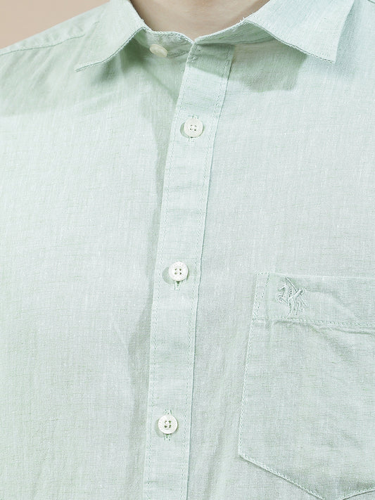 Casual Shirt for Men l Breathable & Soft with Color Fastness Slim Fit Cotton-Linen Fabric Solid Pattern