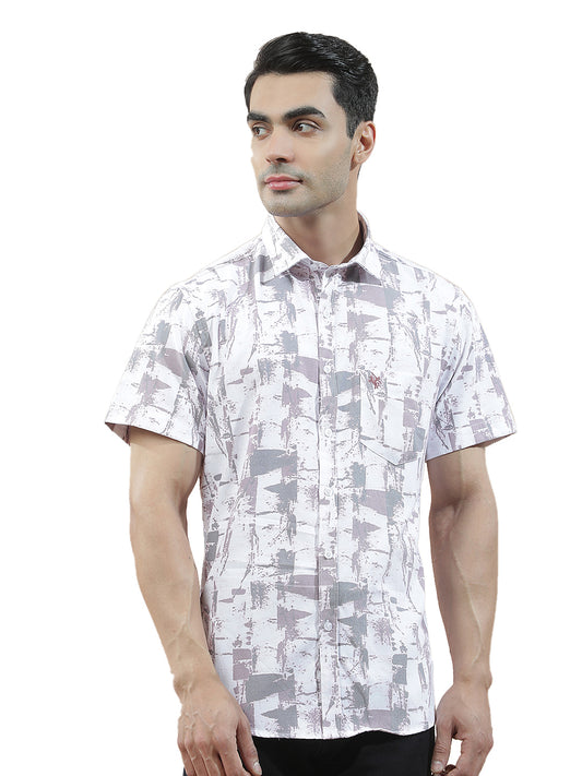 Casual Shirt for Men l Breathable & Soft with Color Fastness Slim Fit Cotton Blend Fabric Printed Pattern