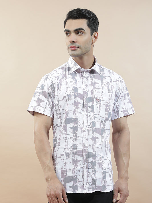 Casual Shirt for Men l Breathable & Soft with Color Fastness Slim Fit Cotton Blend Fabric Printed Pattern