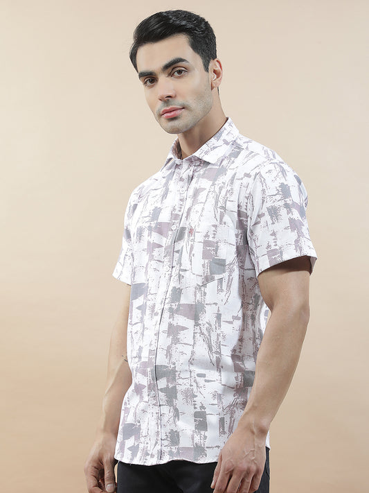 Casual Shirt for Men l Breathable & Soft with Color Fastness Slim Fit Cotton Blend Fabric Printed Pattern