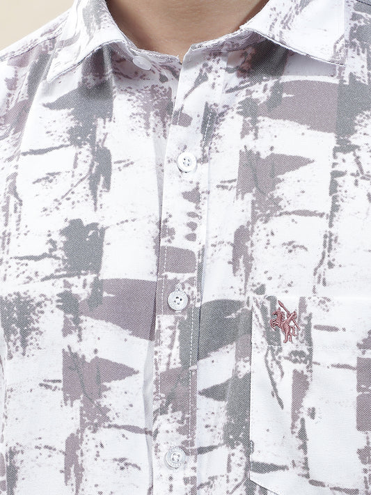 Casual Shirt for Men l Breathable & Soft with Color Fastness Slim Fit Cotton Blend Fabric Printed Pattern