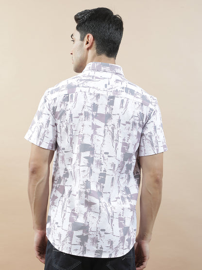Casual Shirt for Men l Breathable & Soft with Color Fastness Slim Fit Cotton Blend Fabric Printed Pattern