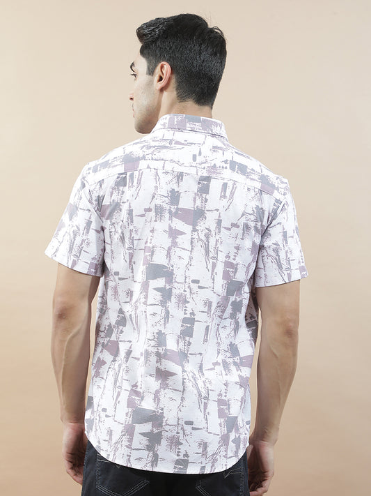 Casual Shirt for Men l Breathable & Soft with Color Fastness Slim Fit Cotton Blend Fabric Printed Pattern