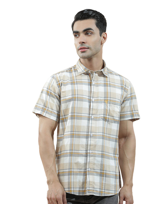 Casual Shirt for Men l Breathable & Soft with Color Fastness Slim Fit  Cotton Fabric Checkered Pattern