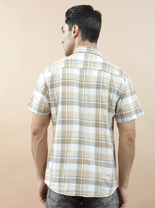 Casual Shirt for Men l Breathable & Soft with Color Fastness Slim Fit  Cotton Fabric Checkered Pattern