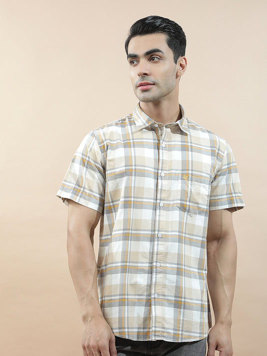 Casual Shirt for Men l Breathable & Soft with Color Fastness Slim Fit  Cotton Fabric Checkered Pattern