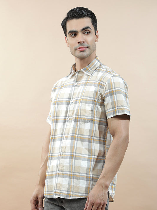 Casual Shirt for Men l Breathable & Soft with Color Fastness Slim Fit  Cotton Fabric Checkered Pattern