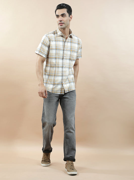 Casual Shirt for Men l Breathable & Soft with Color Fastness Slim Fit  Cotton Fabric Checkered Pattern