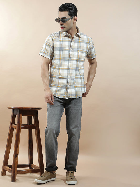 Casual Shirt for Men l Breathable & Soft with Color Fastness Slim Fit  Cotton Fabric Checkered Pattern