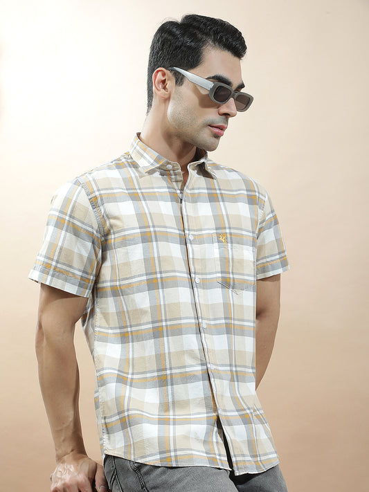 Casual Shirt for Men l Breathable & Soft with Color Fastness Slim Fit  Cotton Fabric Checkered Pattern