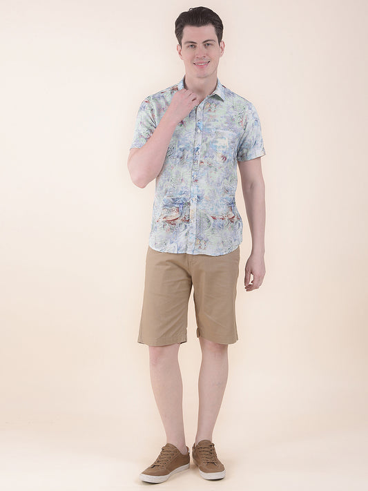 Cantabil Casual Shirt for Men l Breathable & Soft with Color Fastness Slim Fit Fit 100% Cotton Fabric Printed Pattern
