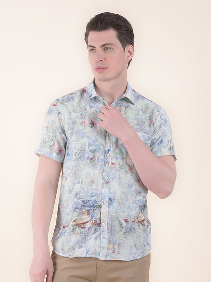 Cantabil Casual Shirt for Men l Breathable & Soft with Color Fastness Slim Fit Fit 100% Cotton Fabric Printed Pattern
