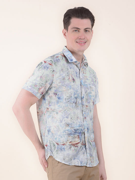 Cantabil Casual Shirt for Men l Breathable & Soft with Color Fastness Slim Fit Fit 100% Cotton Fabric Printed Pattern