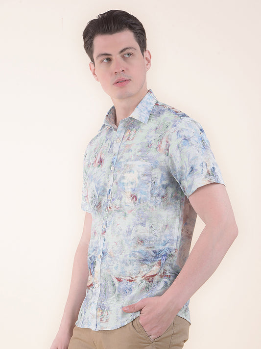 Cantabil Casual Shirt for Men l Breathable & Soft with Color Fastness Slim Fit Fit 100% Cotton Fabric Printed Pattern
