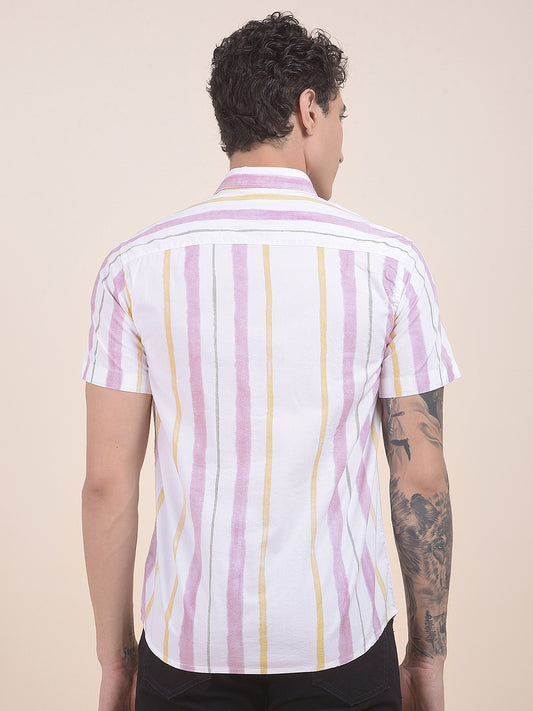 Men's Multi Slim Fit Striped Half Sleeve Casual Shirt
