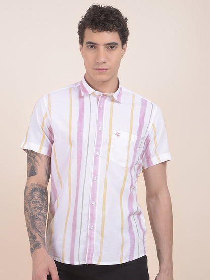 Men's Multi Slim Fit Striped Half Sleeve Casual Shirt