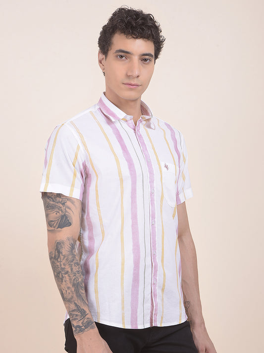 Men's Multi Slim Fit Striped Half Sleeve Casual Shirt