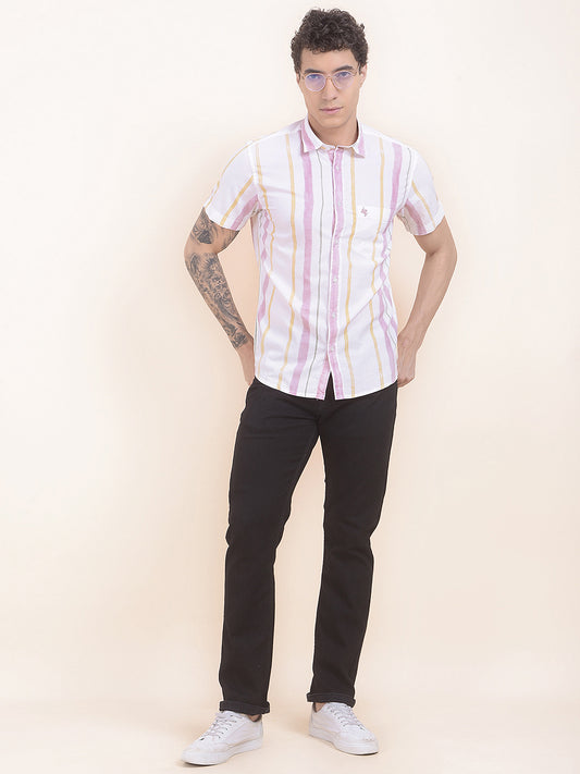 Men's Multi Slim Fit Striped Half Sleeve Casual Shirt