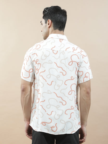 Casual Shirt for Men l Breathable & Soft with Color Fastness Slim Fit Viscose Fabric Printed Pattern