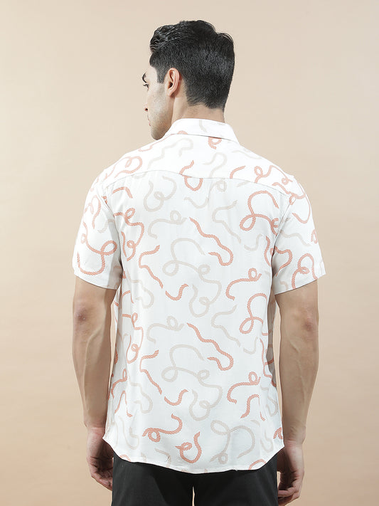 Casual Shirt for Men l Breathable & Soft with Color Fastness Slim Fit Viscose Fabric Printed Pattern