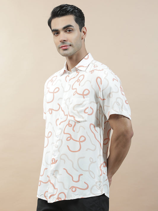 Casual Shirt for Men l Breathable & Soft with Color Fastness Slim Fit Viscose Fabric Printed Pattern