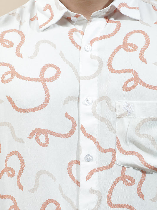 Casual Shirt for Men l Breathable & Soft with Color Fastness Slim Fit Viscose Fabric Printed Pattern