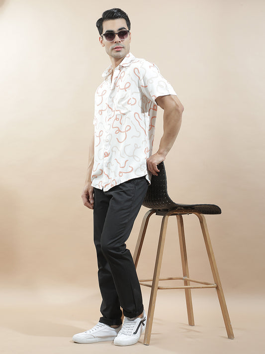 Casual Shirt for Men l Breathable & Soft with Color Fastness Slim Fit Viscose Fabric Printed Pattern