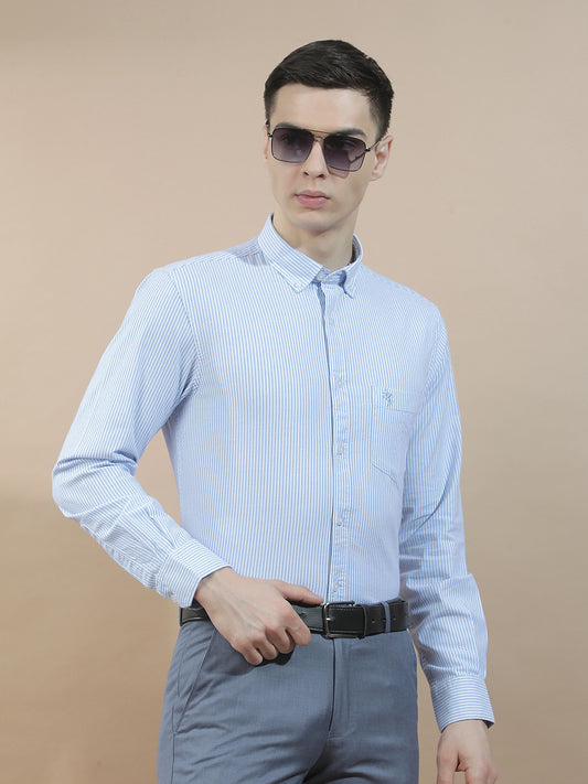 Casual Shirt for Men l Breathable & Soft with Color Fastness Slim Fit  Cotton Fabric Striped Pattern