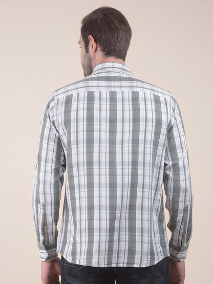 Men's Olive Slim Fit Checkered Full Sleeve Casual Shirt