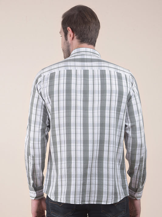 Men's Olive Slim Fit Checkered Full Sleeve Casual Shirt