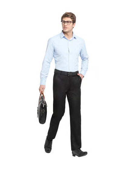 Men's Sky Blue Regular Fit Self Design Full Sleeve Formal Shirt