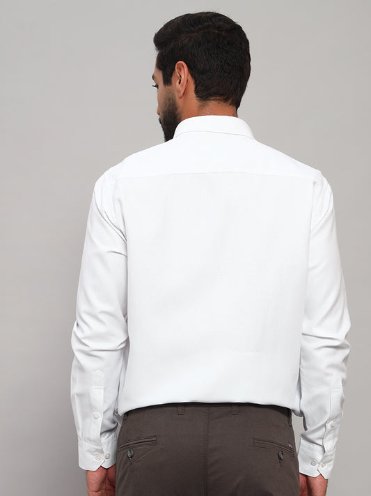 Formal Shirt for Men l Breathable & Soft with Color Fastness Regular Fit Spread Collar Neck Cotton Blend Fabric Self Design Pattern