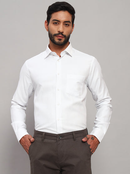 Formal Shirt for Men l Breathable & Soft with Color Fastness Regular Fit Spread Collar Neck Cotton Blend Fabric Self Design Pattern