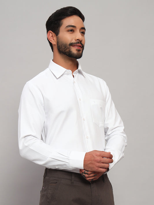 Formal Shirt for Men l Breathable & Soft with Color Fastness Regular Fit Spread Collar Neck Cotton Blend Fabric Self Design Pattern