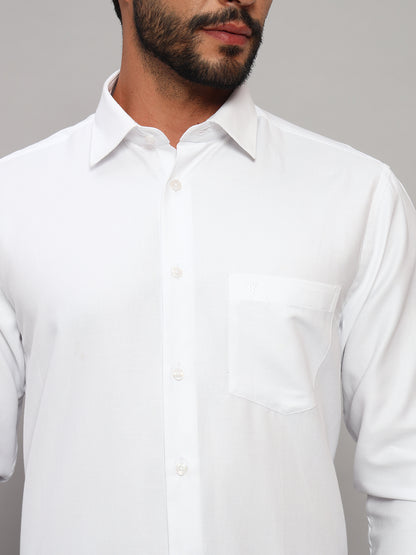 Formal Shirt for Men l Breathable & Soft with Color Fastness Regular Fit Spread Collar Neck Cotton Blend Fabric Self Design Pattern