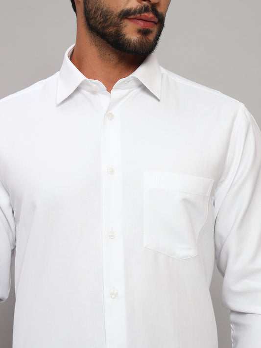 Formal Shirt for Men l Breathable & Soft with Color Fastness Regular Fit Spread Collar Neck Cotton Blend Fabric Self Design Pattern