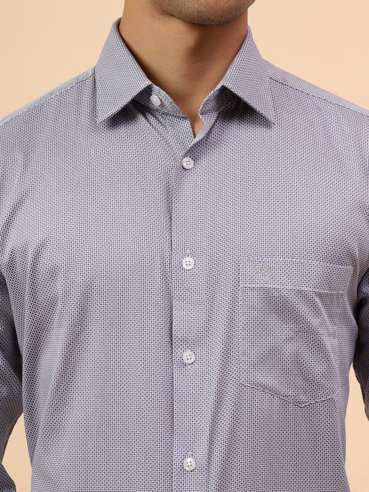 Formal Shirt for Men l Breathable & Soft with Color Fastness Regular Fit Spread Collar Neck Cotton Fabric Printed Pattern