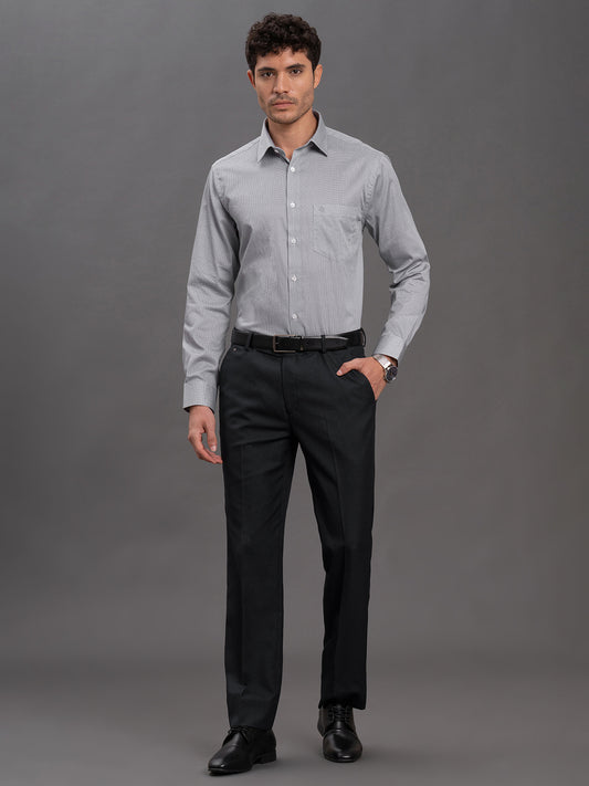 Men's Grey Regular Fit Printed Full Sleeve Formal Shirt