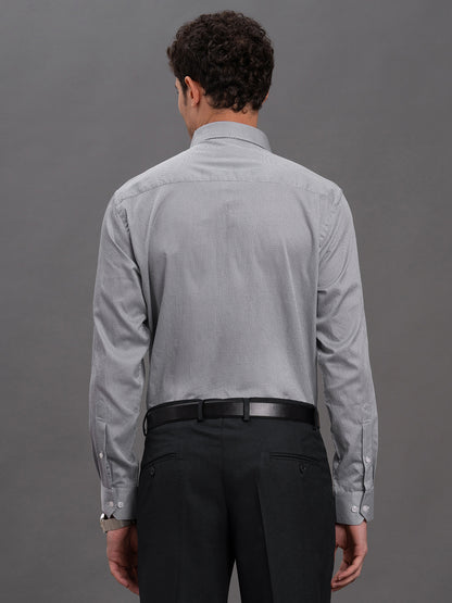 Men's Grey Regular Fit Printed Full Sleeve Formal Shirt