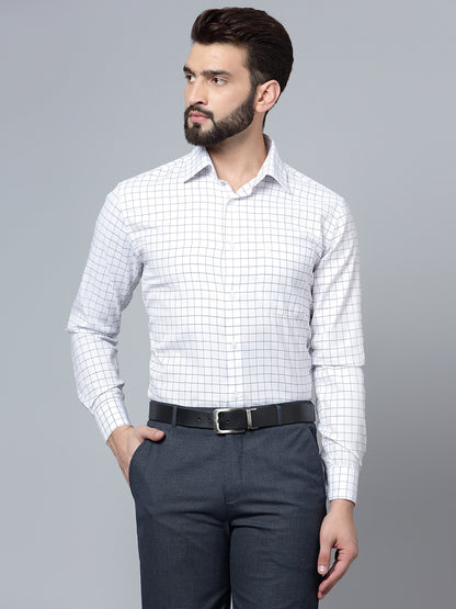 Formal Shirt for Men l Breathable & Soft with Color Fastness Regular Fit Spread Collar Neck Premium Cotton Blend Fabric Check Pattern