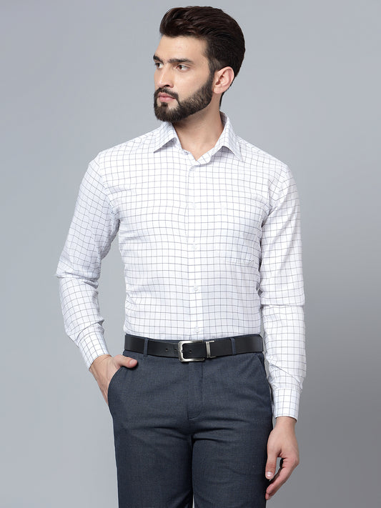 Formal Shirt for Men l Breathable & Soft with Color Fastness Regular Fit Spread Collar Neck Premium Cotton Blend Fabric Check Pattern