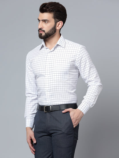 Formal Shirt for Men l Breathable & Soft with Color Fastness Regular Fit Spread Collar Neck Premium Cotton Blend Fabric Check Pattern